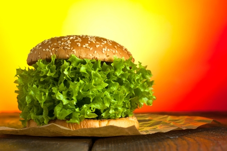 veggie burger with salat and vegetables conceptの写真素材