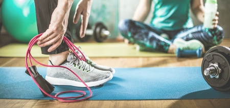 Body and mind workout in loft fitness studioの写真素材