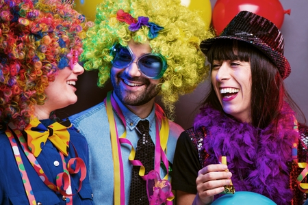 Party People celebrating carnival or New Year in party clubの写真素材
