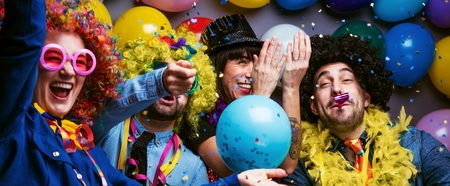 Party People celebrating carnival or New Year in party clubの写真素材