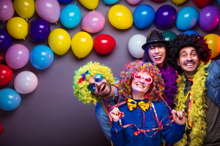 Party People celebrating carnival or New Year in party clubの写真素材