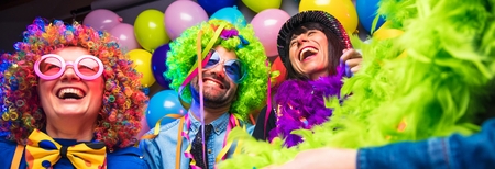 Party People celebrating carnival or New Year in party clubの写真素材