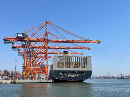 Container terminal in Mersinの写真素材