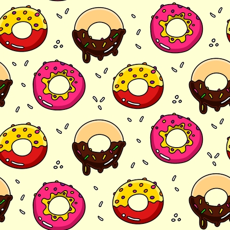 Donut cartoon pattern seamless vector backgroundのイラスト素材