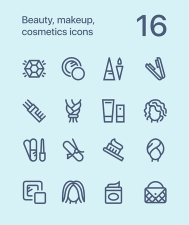 Outline beauty, cosmetics, makeup icons for web and mobile design.のイラスト素材