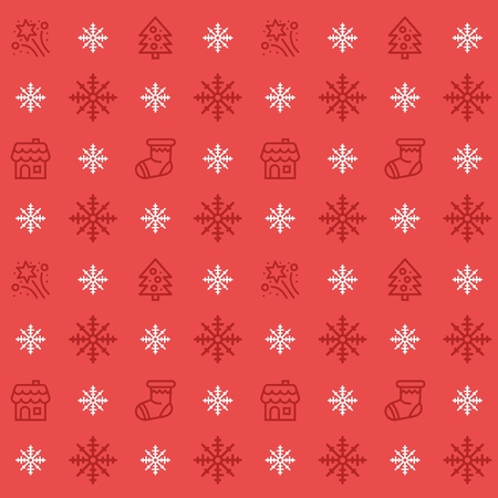 Christmas icon set seamless pattern. Christmas and winter holidays icons background. Flat design vector textureのイラスト素材