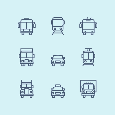 Outline Transport, vehicle, truck and car simple vector icons for web and mobile design pack 1のイラスト素材