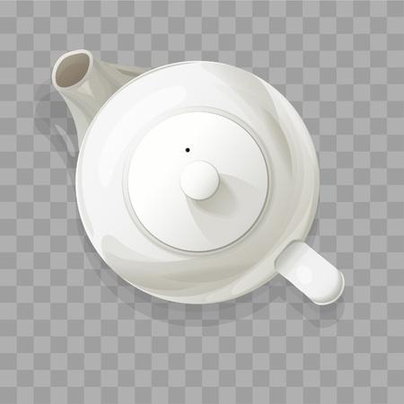 Realistic teapot from top isolated vector illustration.のイラスト素材