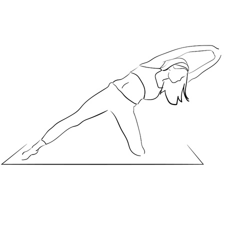 Outline Yoga poses set. Line Woman of yoga poses.のイラスト素材