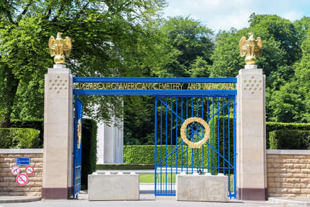 Gate at the entrance of  the Luxembourg American Cemetery and Memorial.のeditorial素材