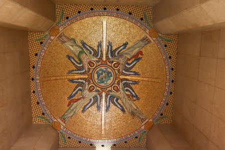 Gorgeous ceiling at the Luxembourg American Cemetery and Memorial chapel.