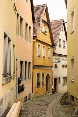 Street with colorful houses in Rothenburg, Germany.のeditorial素材