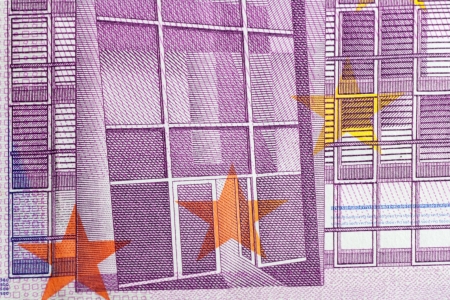 Fragment of euros banknotes. Abstract background. Close up.の写真素材