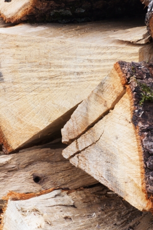 Pile of wooden logs stacked for firewood  Close up の写真素材