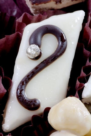 Dessert cups filled with brown and white cream  Close up の写真素材