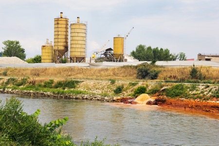 Eco disaster, polluting the river  River Vardar, Skopje, Macedoniaの写真素材