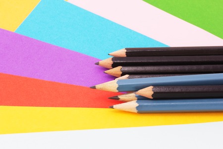 School Supplies. Pencils Over Paper in More Colors.の写真素材