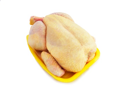 Organic Food. Whole Raw Chicken Isolated on White Background.の写真素材