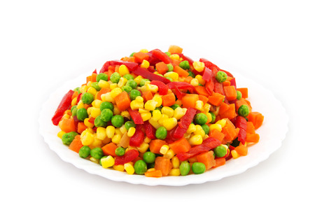 Frozen Mixed Vegetables Isolated White Background. Organic Food.の写真素材
