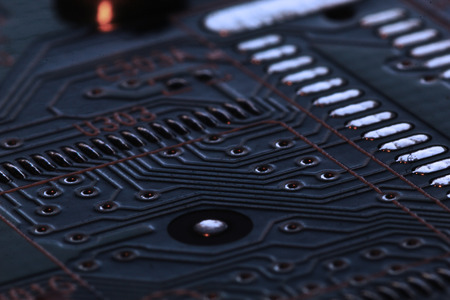 Close Up Texture of Integrated Circuit from a Hard Disk Drive. Computer Hardware Background.の写真素材