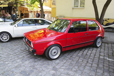 SKOPJE MACEDONIA - MAY 07 2016: Old Volkswagen on 11th Old Timer Car Show, May 07, 2016 in Skopje. The event organized by Euroimpex from Skopje.のeditorial素材