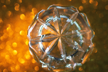 Close up of detail of a old crystal glass. Abstract background.の写真素材