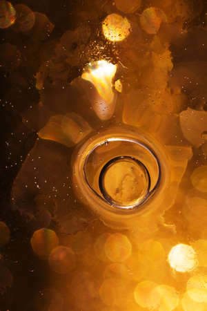 Abstract and decorative background with golden yellow lights. Extraterrestrial life concept.