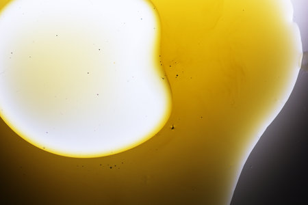 Abstract background with liquid and drops over a blurred backdrop, close up.の写真素材