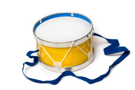 Toy drum on white backgroundの写真素材