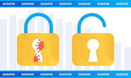 Closing and opening of the quarantine stock market, stock exchange. Banner template. The concept of...