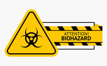 Biohazard icon. Warning sign of virus. Symbol for page and web-banner. Stock vector illustration. Sign Danger of infectionのイラスト素材