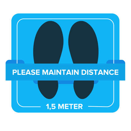 Please maintain distance 1,5 meter. Sticker floor for social distancing.のイラスト素材