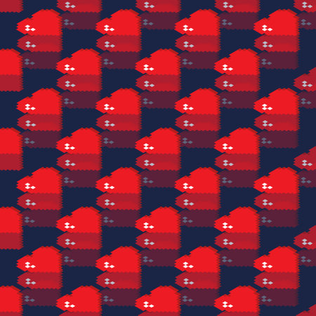 Pattern of red hearts. On a dark isolated background