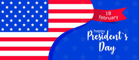 Happy Presidents Day of the United States of America on February 18. Horizontal banner