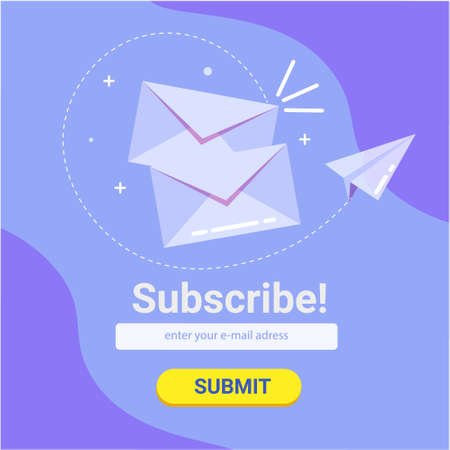 Banner templates for email subscribe. With flying envelopes and mailbox in in purple colorのイラスト素材