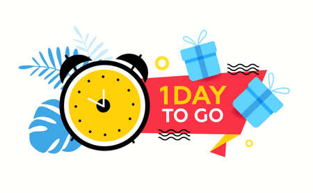 1 day left. Summer isolated vector icon. Vector low price sale alarm. For marketing and sales.のイラスト素材