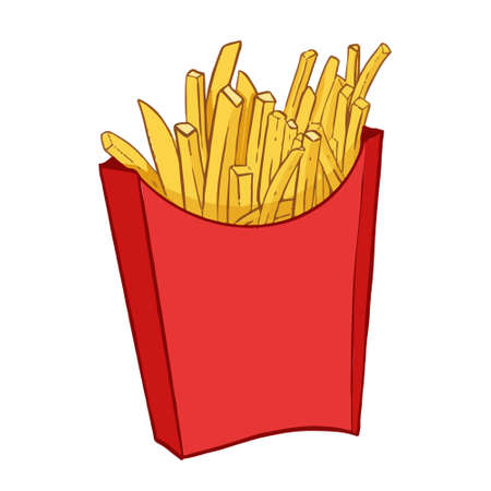 French fries, vector cartoon style. Isolated on a white backgroundのイラスト素材