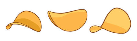 Potato, wedges and fry chips. Vegetable. 3d vector icon setのイラスト素材