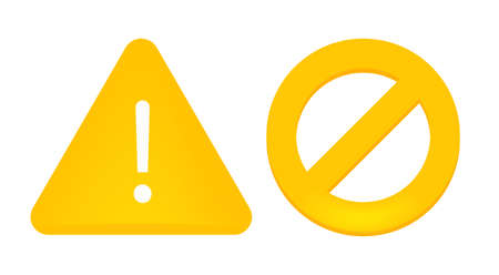 Yellow warning sign and brake light. For web elements and applications. Warnings about dangerous...