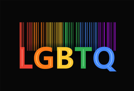 LGBT Pride Rainbow Barcode. Print for Black T-shirts.のイラスト素材