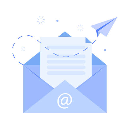 Email envelope with open blank. Isolated on white background. Illustration for email newsletters and the web.のイラスト素材