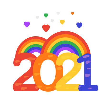 Symbol rainbow 2021, Parade pride month. Isolated on white background.のイラスト素材