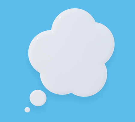 Speech bubble on blue background. 3d rendering.