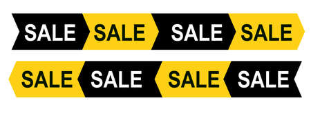 Ribbon with the text sale, in the form of an arrow pointing to the right or left side. For sales, printing and the Internet.のイラスト素材