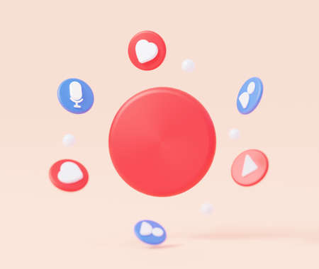 An empty circle for a logo or an insert for text. The concept of the user's social networks. Like icon, video player. 3d rendering.の写真素材