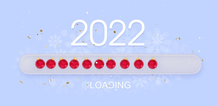 2022 creative progress bar. Loading with christmas balls. The concept of the upcoming New Year's...