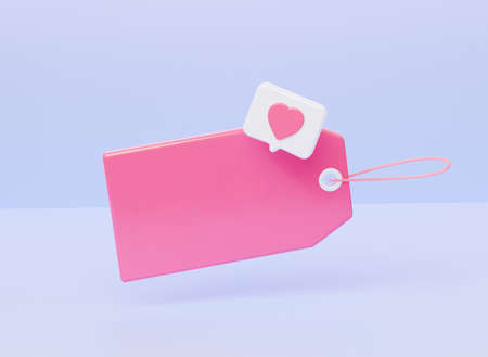 Blank Price tag with Icon Notification like heart. 3d rendering illustrationの写真素材