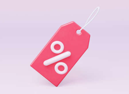 3d Label tag with percentage. 3d rendering.の写真素材