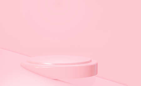 Minimal empty podium on pink background. 3d renderingの写真素材