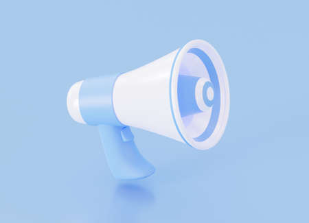 3d blue speaker on a blue background. For promotions, marketing, attention. 3d renderingの写真素材
